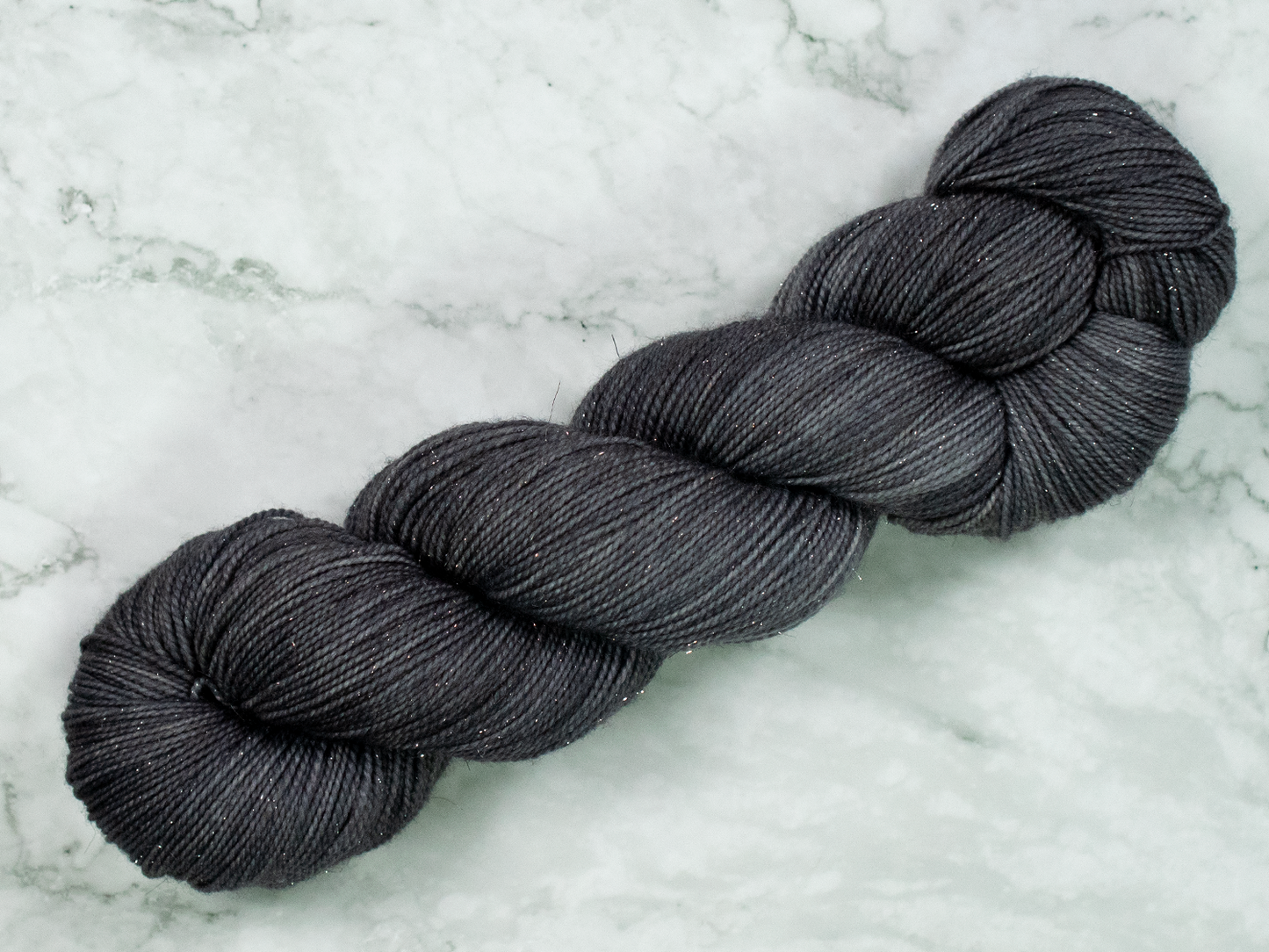 Photo of Fingering Weight Glitter yarn in "Soot"